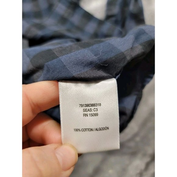 Structure Mens blue, black Medium Modern Fit Long Sleeve Button Down plaid Shirt - Picture 5 of 5